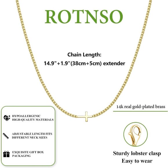Cross Necklace for Women 14K Gold Silver Plated Dainty Small Cross Pendant Choke - Picture 5 of 8